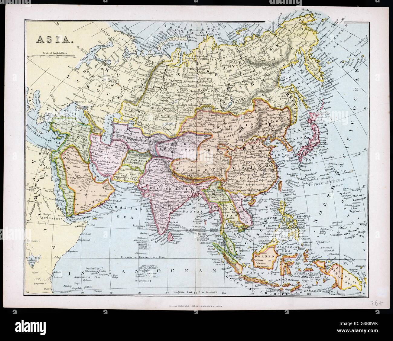 Carte de l'Asie Date : vers 1877 Banque D'Images