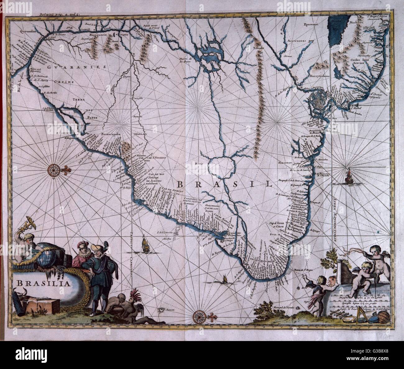 CARTE/S AMÉRIQUE/BRÉSIL 18C Banque D'Images