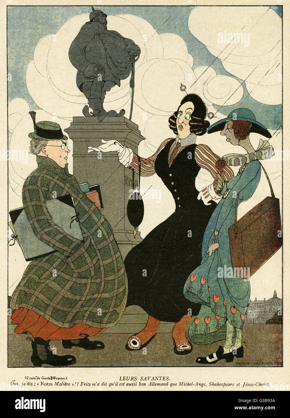 Caricature, femmes allemandes, vue par les Français, WW1 Banque D'Images