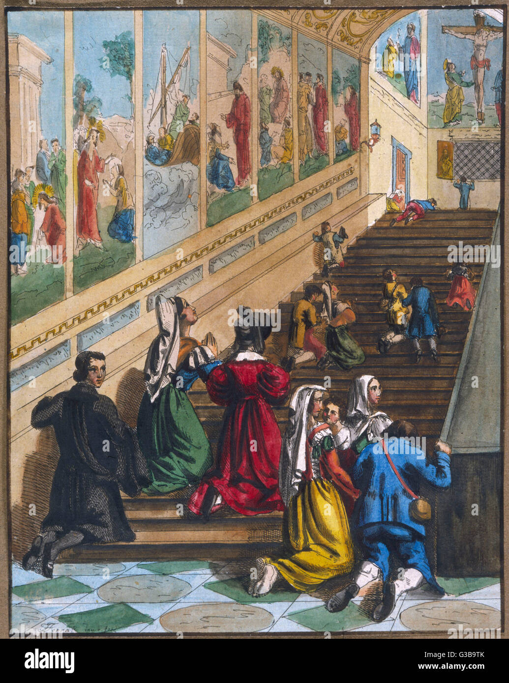 SCALA SANTA/ROME 1830S Banque D'Images