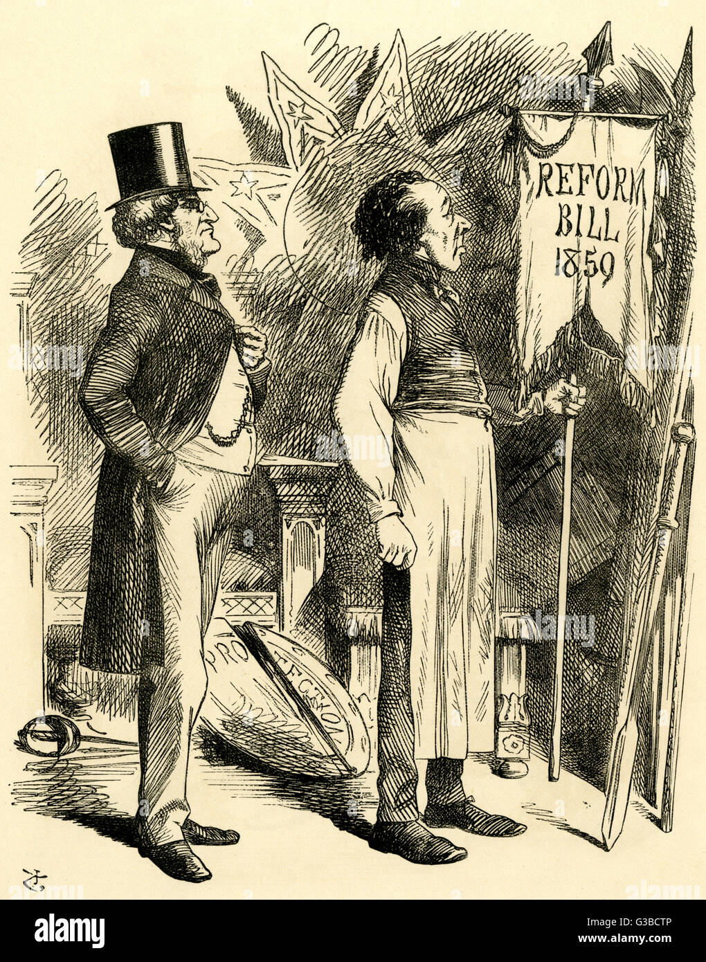 Caricature, économie politique (Derby et Disraeli) Banque D'Images