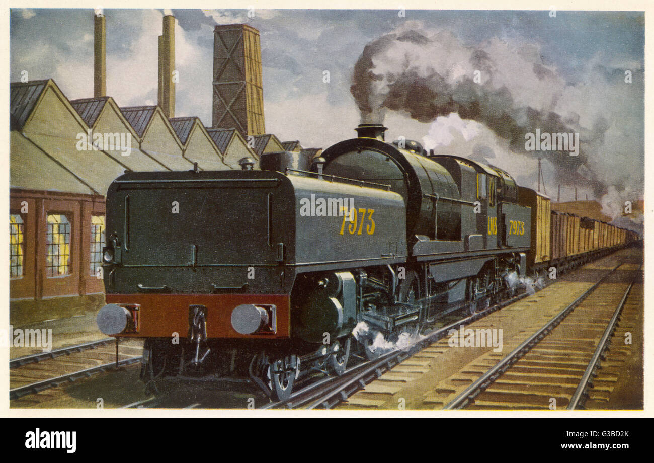 Un train de marchandises transportées par un Beyer-Garratt locomotive. Date : 1930 Banque D'Images