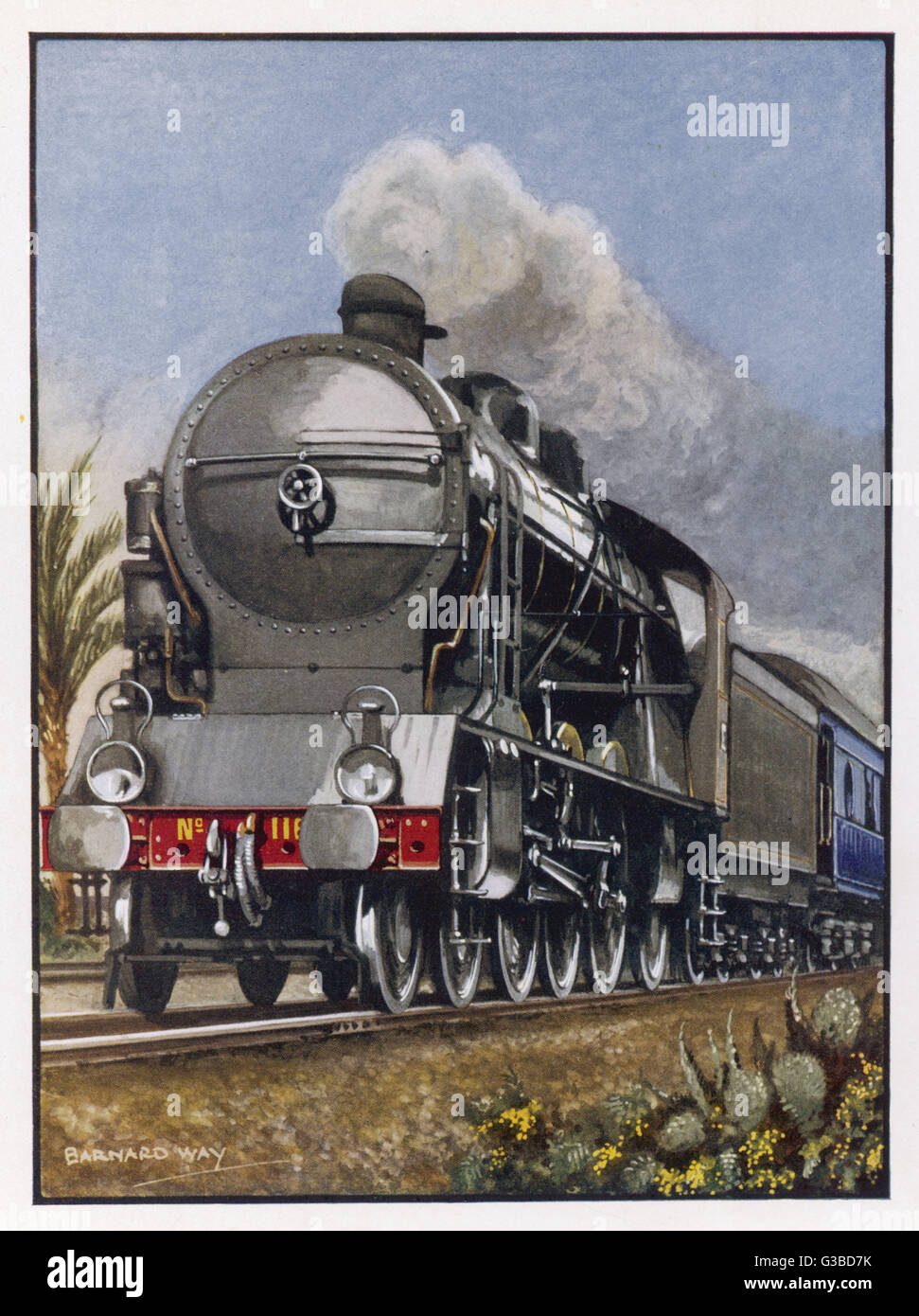 'Le Train Bleu' de la route Paris- Lyon-Marseille, le célèbre express transportant des Parisiens branchés de la Côte d'Azur. Date : vers 1927 Banque D'Images