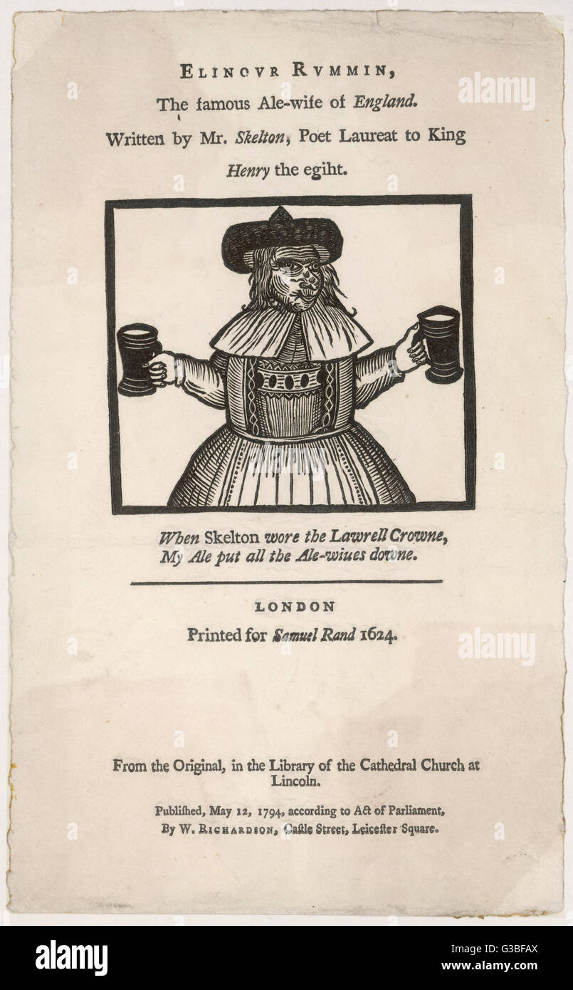 Elinor Rumming, la célèbre femme ale de l'Angleterre. Date : 1624 Banque D'Images