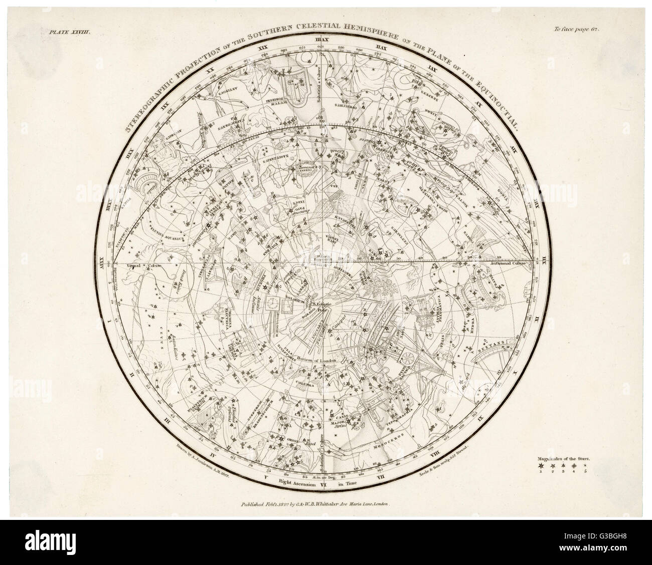 Astronomie - Whittaker - carte des étoiles Banque D'Images