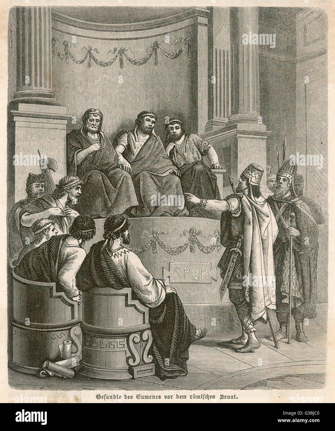 Une ambassade de Perse avant le sénat Romain. Date : vers 1er siècle Banque D'Images