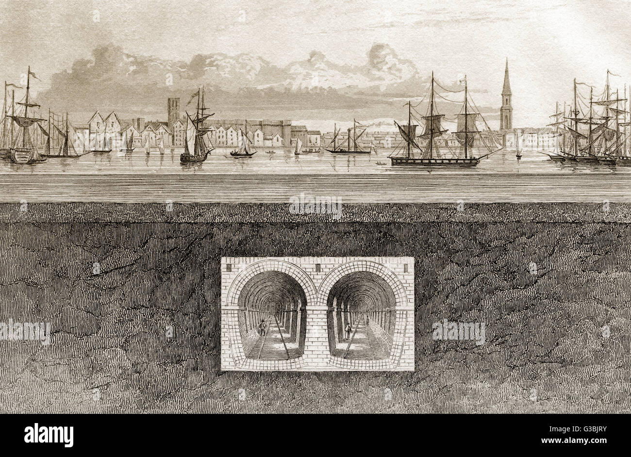 La Thames Tunnel, un tunnel sous-marin sous la Tamise à Londres, 19e siècle Banque D'Images
