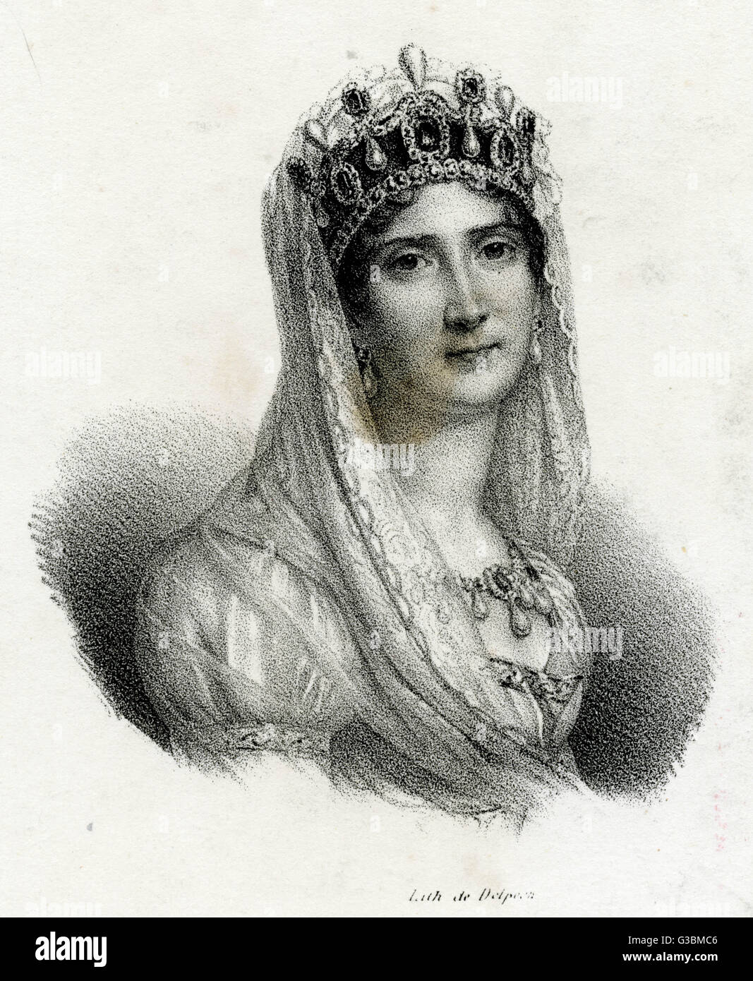 MARIE JOSEPHE ROSE TASCHER de BEAUHARNAIS Impératrice de Napoléon I portant couronne et châle. Date : 1763 - 1814 Banque D'Images