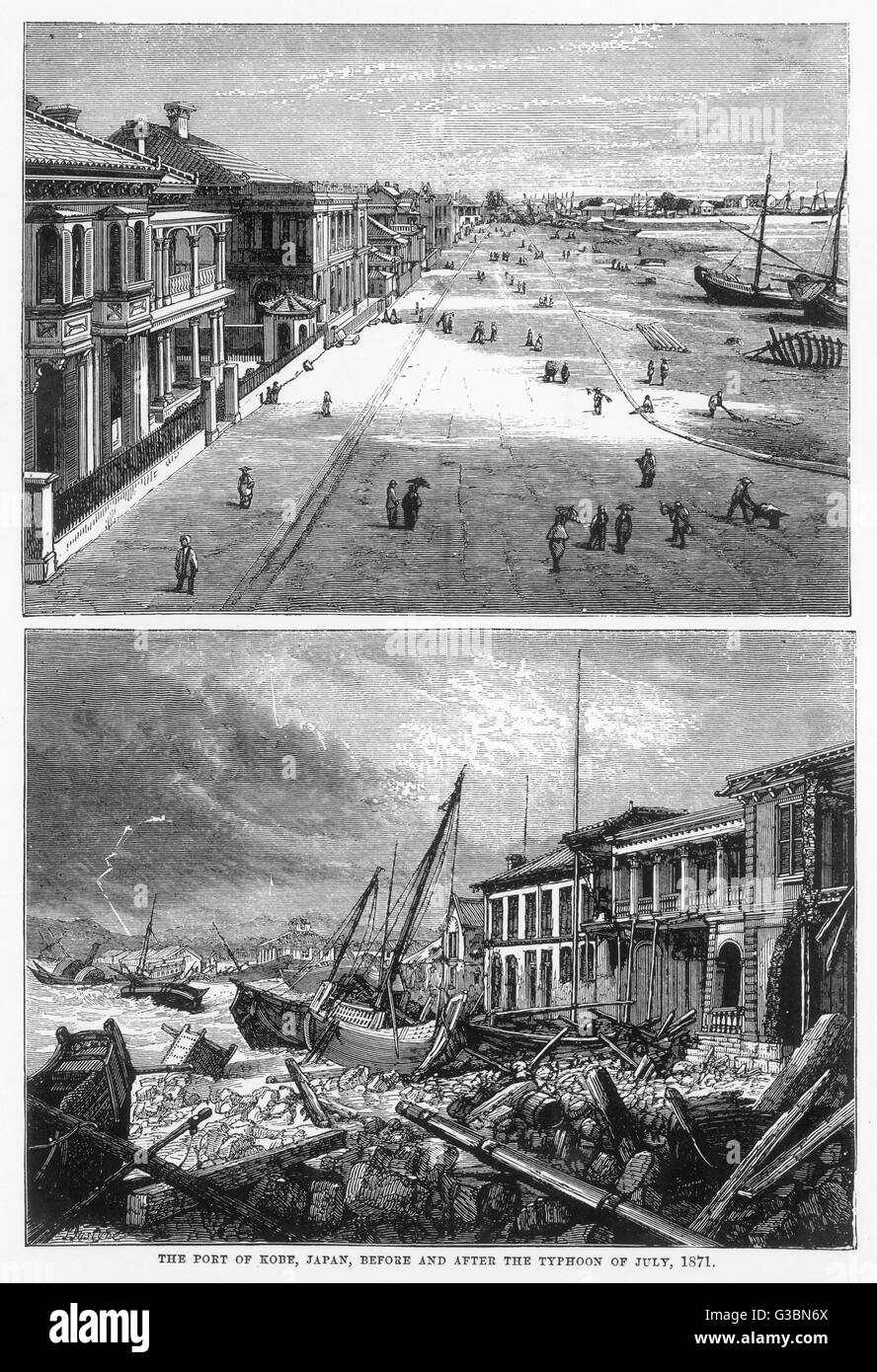 TYPHON À KOBE 1871 Banque D'Images