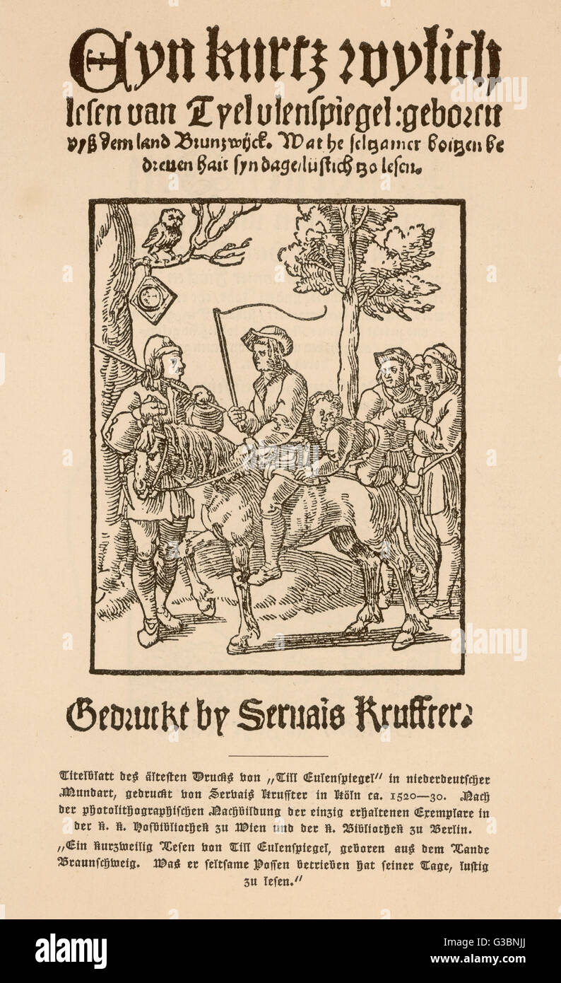 JUSQU'À EULENSPIEGEL 16TH C. Banque D'Images