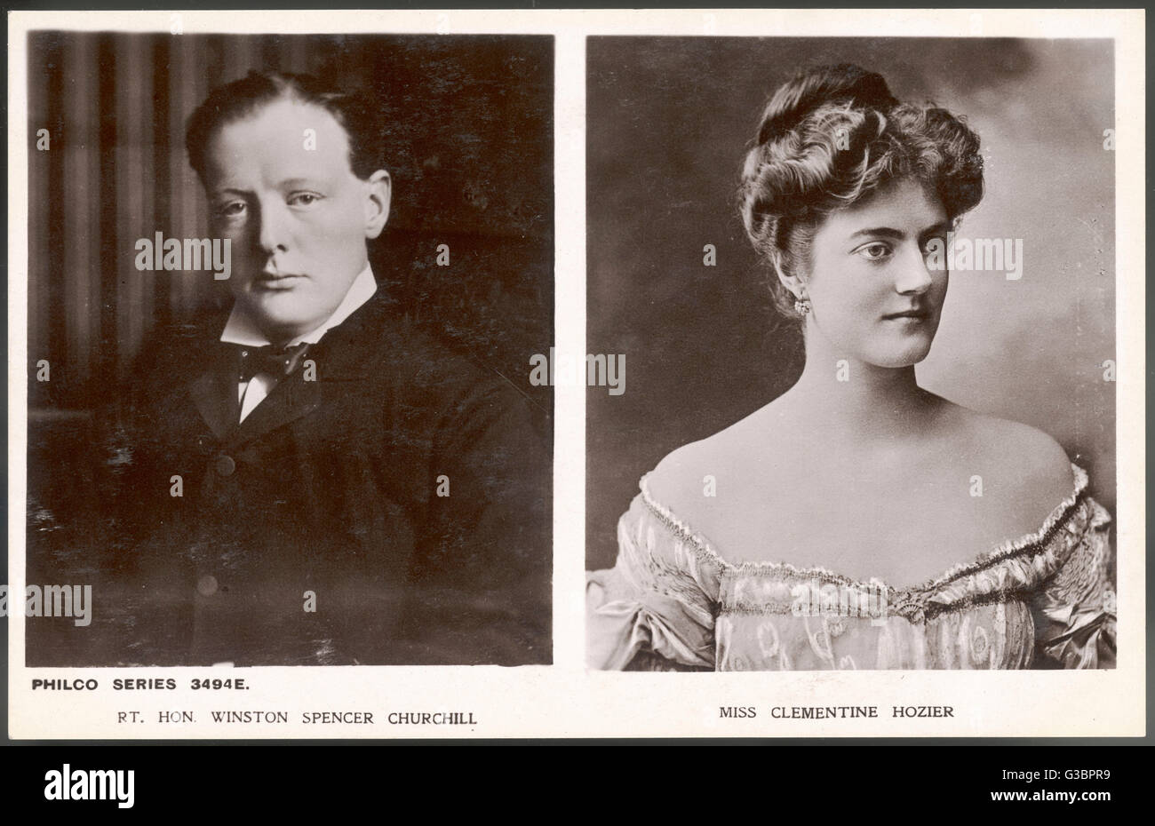 Monsieur WINSTON CHURCHILL et sa fiancée Mlle CLÉMENTINE HOZIER. Date : 1908 Banque D'Images