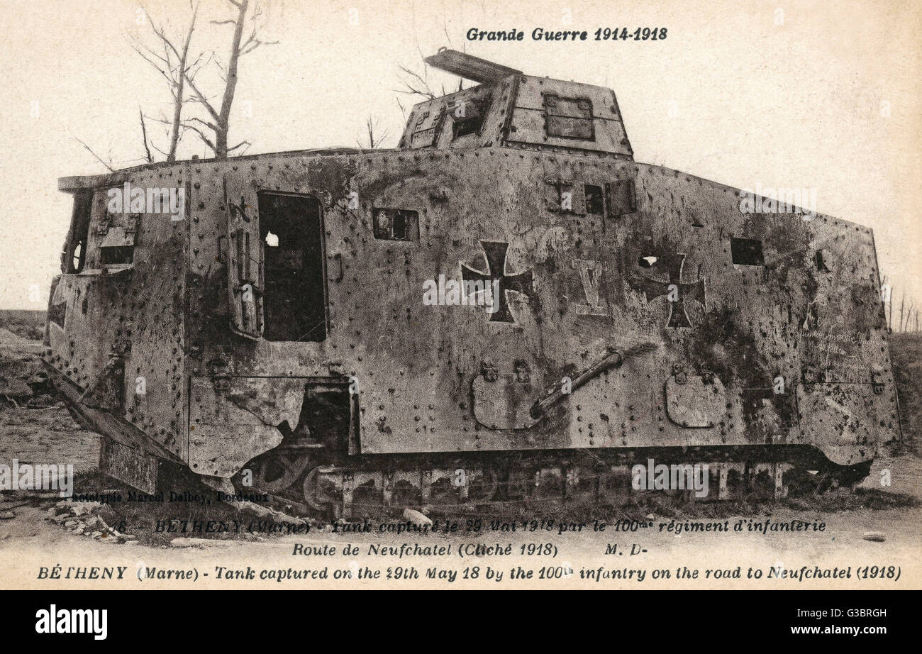 Disabled German Tank - WWI - Bétheny (Marne) Banque D'Images