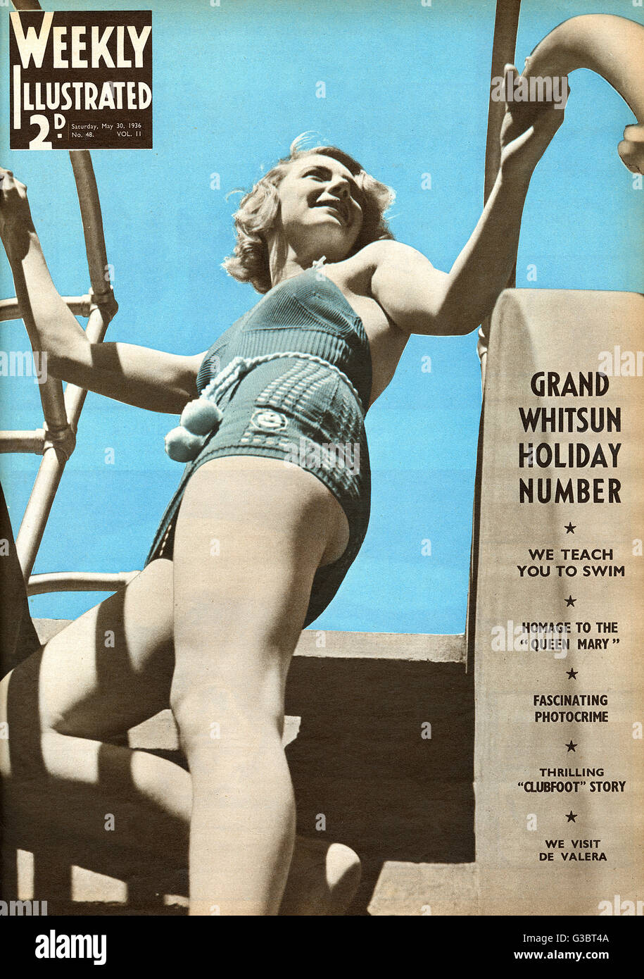 Jeune femme en costume de natation Banque D'Images