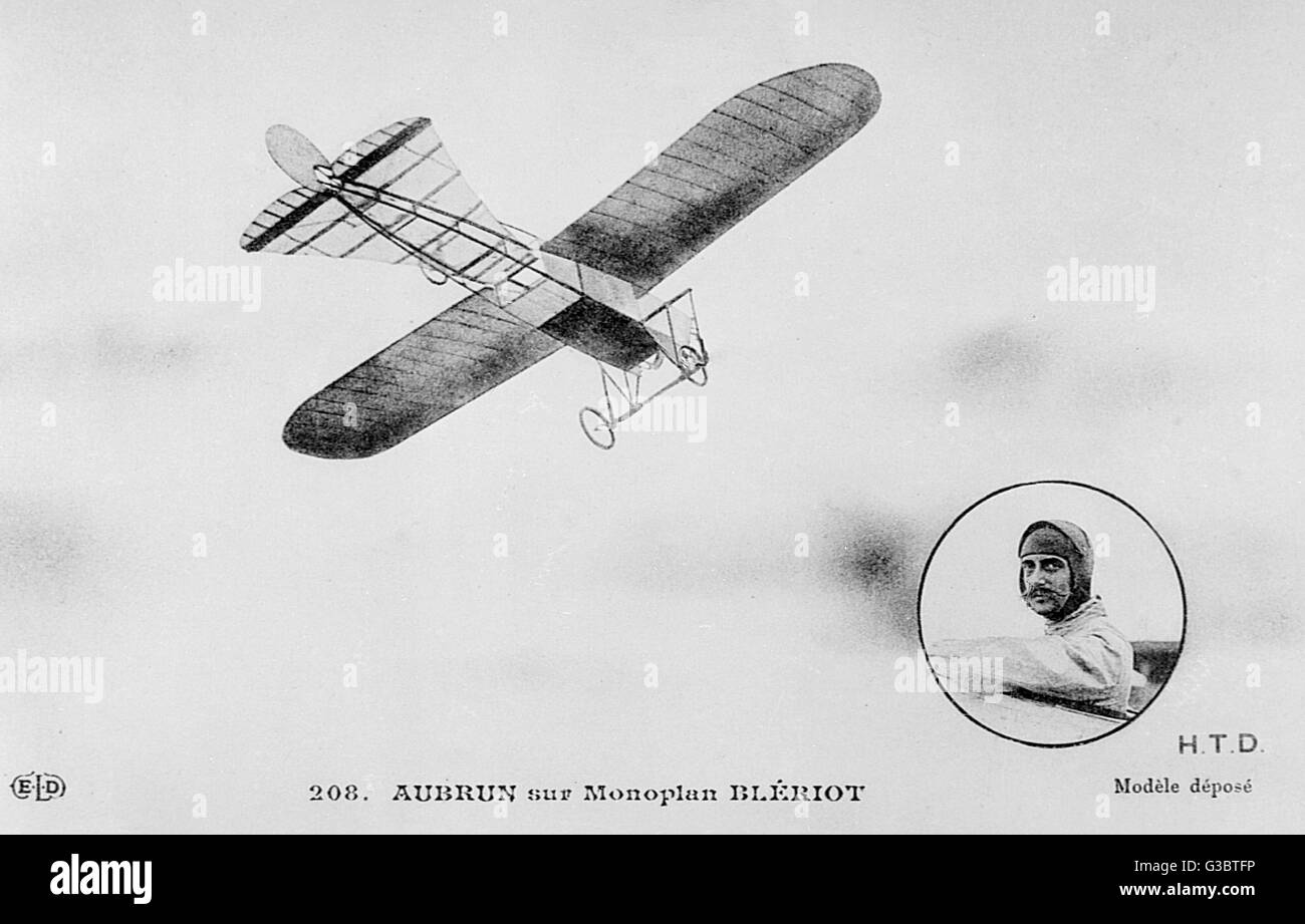 Emile Aubrun dans le monoplan de Bleriot Banque D'Images