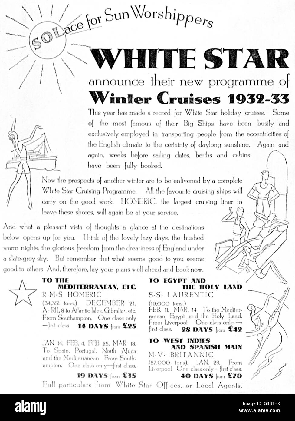 Publicité White Star pour les croisières d'hiver Banque D'Images