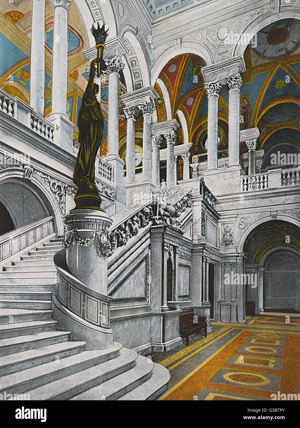 Washington DC, Etats-Unis - Grand Stairway - Bibliothèque du Congrès Banque D'Images