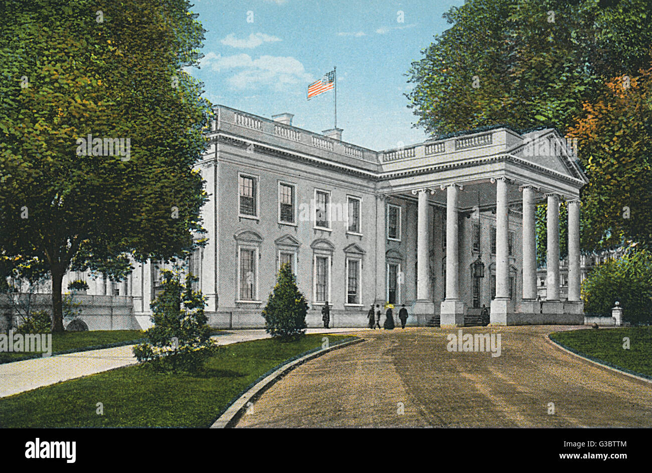 Washington DC, Etats-Unis - Maison Blanche - entrée du Président Banque D'Images