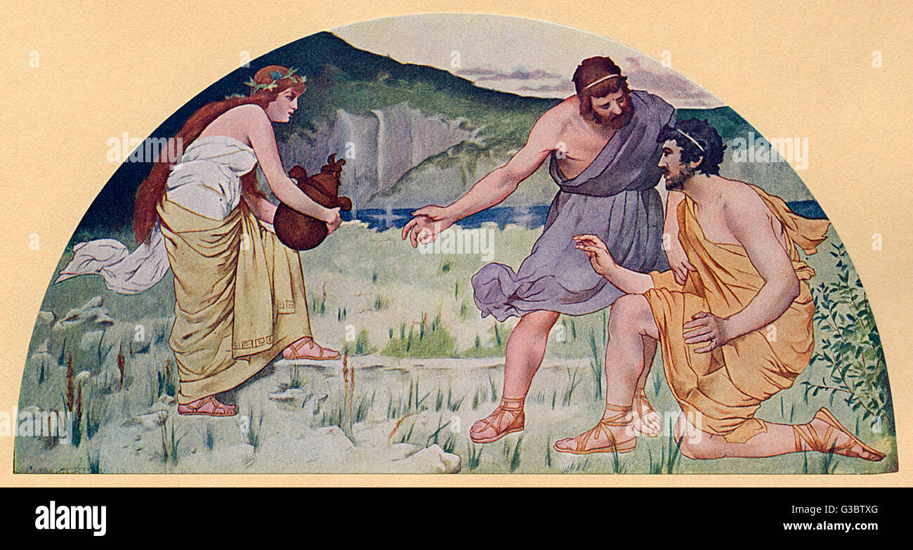 Washington DC, USA - Peinture murale - 'Le héros grec' par Walter McEwen (1860-1943). Trouvé dans la Bibliothèque du Congrès, Thomas Jefferson Building. Prométhée. Mettant en garde contre l'Epiemetheus Pandora. Date : 1920 Banque D'Images