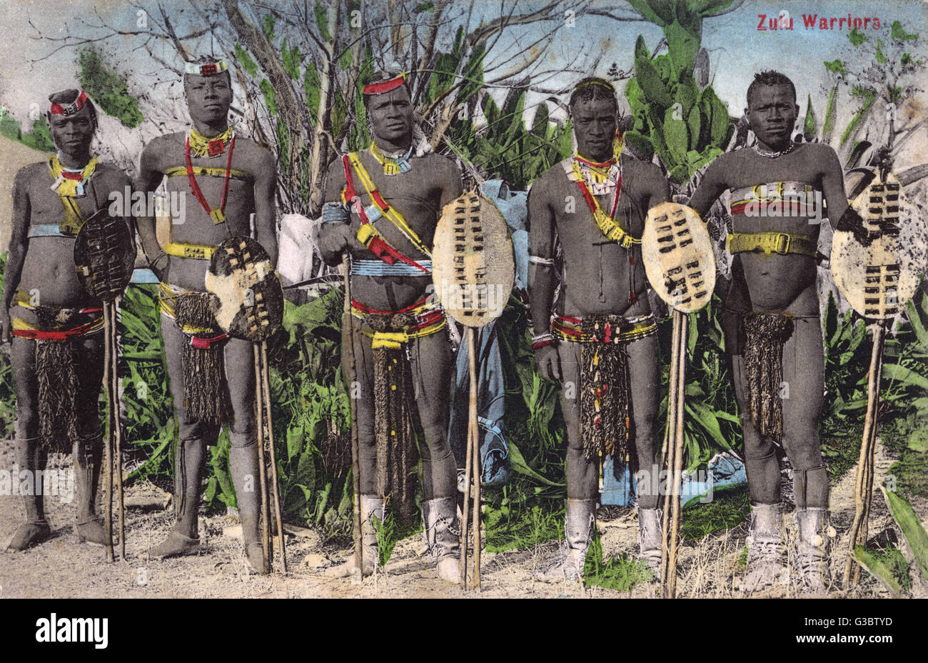 Les guerriers zoulous - Afrique Australe Banque D'Images