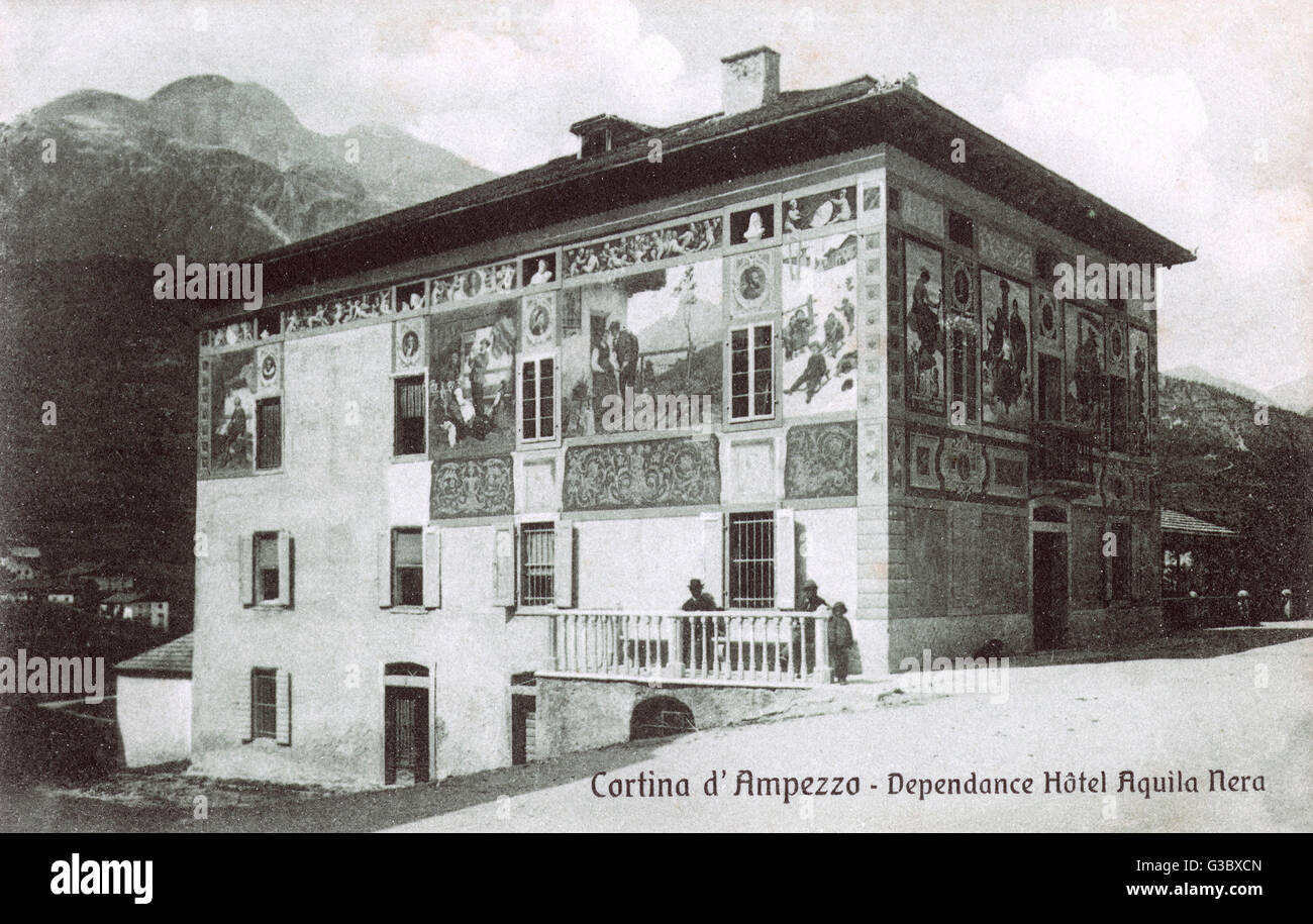 Hotel l'Aquila Nera à Cortina d'Ampezzo, Italie Banque D'Images