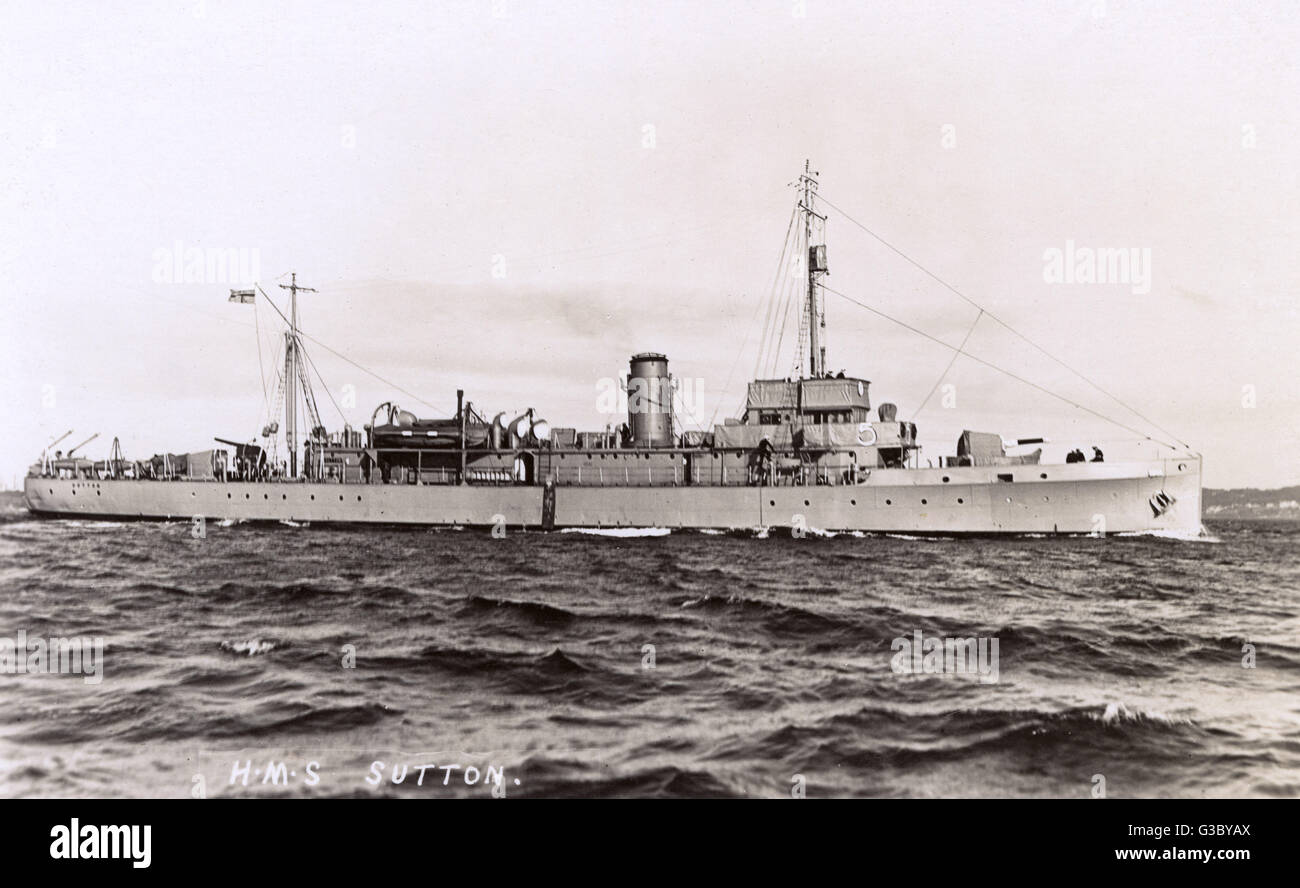 HMS Sutton, dragueur de mines britannique Banque D'Images