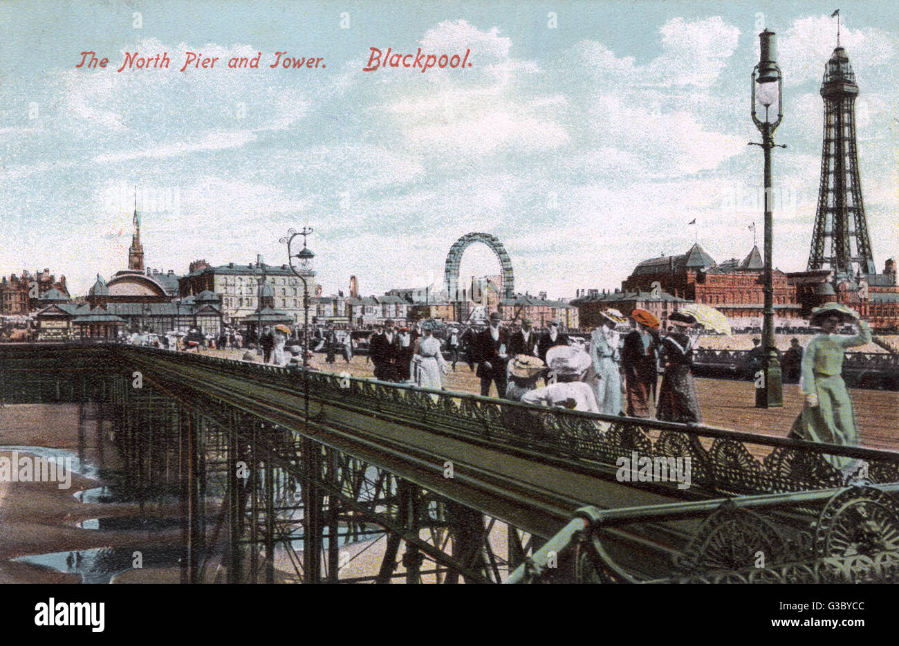 Blackpool, Angleterre - North Pier et Tower Banque D'Images