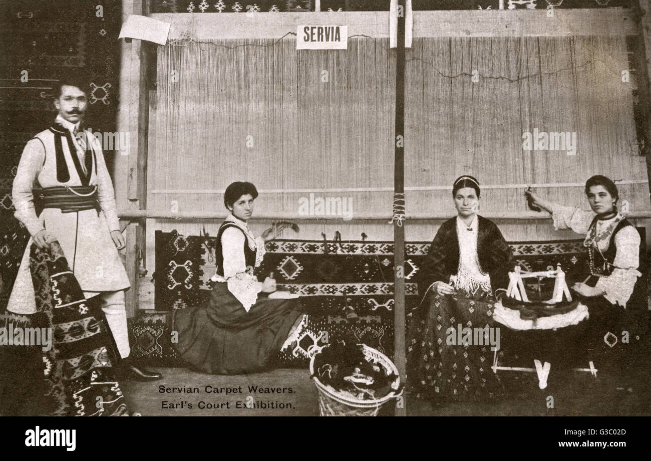 Tisserands de tapis serbes - exposition de Earlss' court Banque D'Images