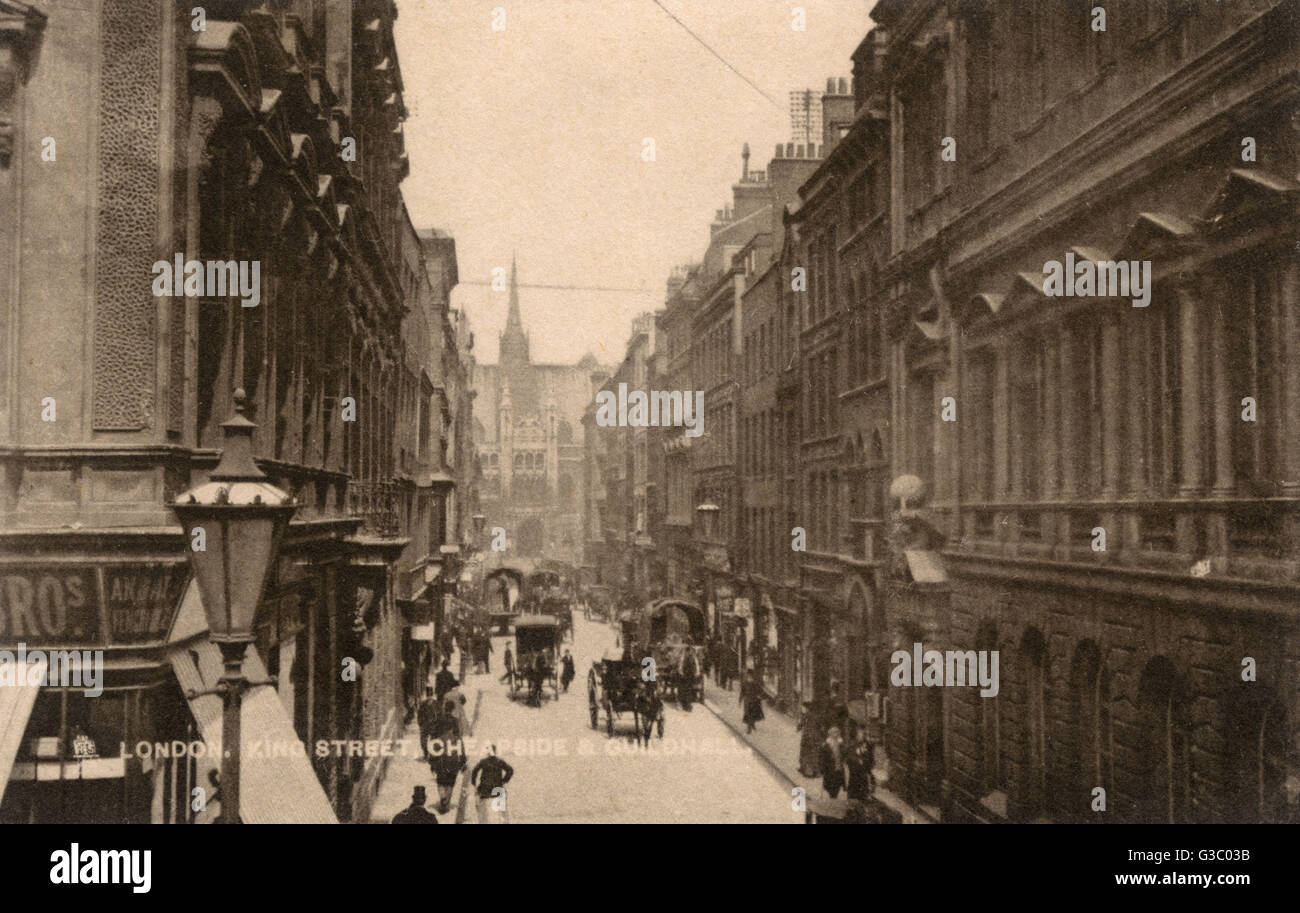 Londres - King Street, Cheapside et Guildhall Date : vers 1910 Banque D'Images