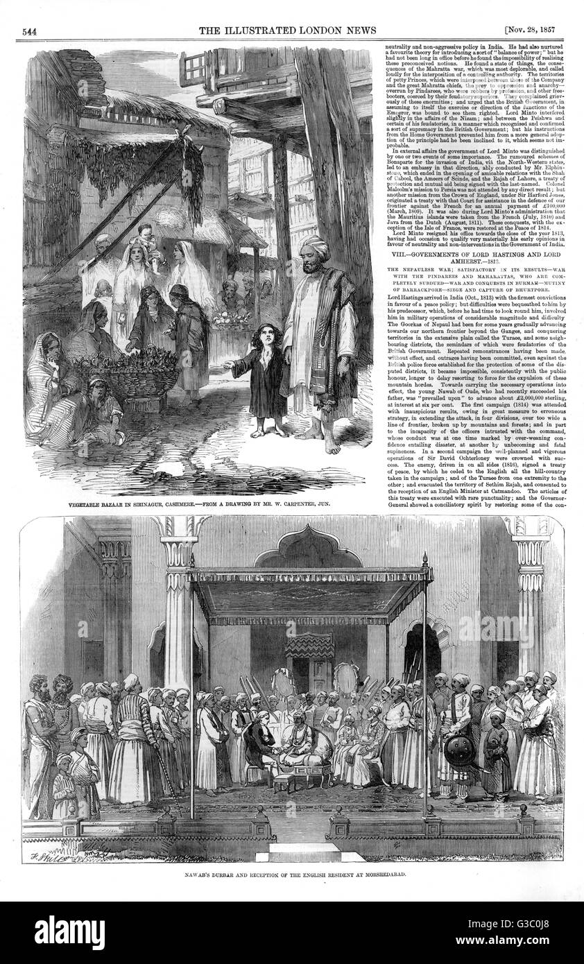 Une page de The Illustrated London News, 28th novembre 1857 Banque D'Images