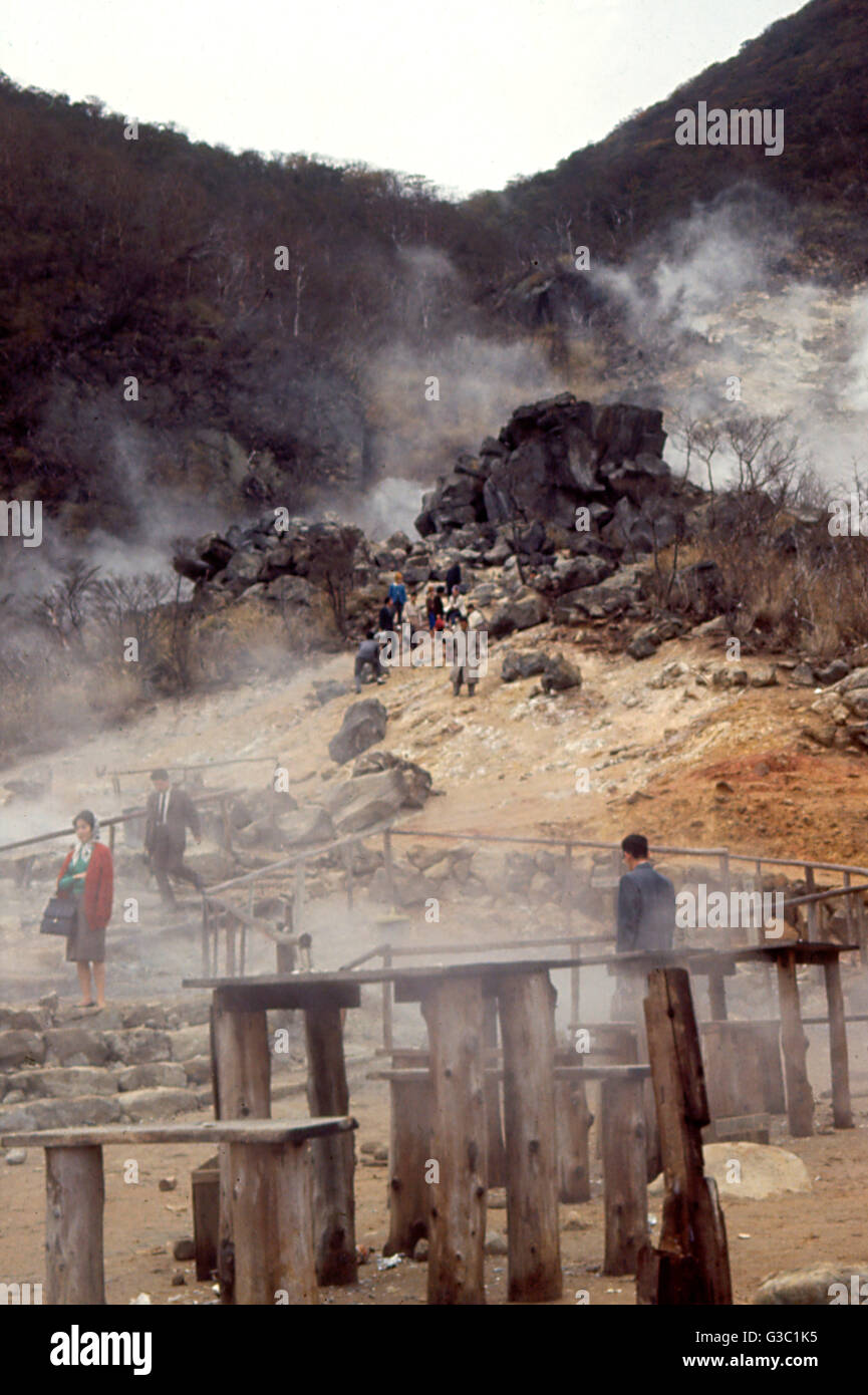 Habitants de la région des sources thermales, Japon Banque D'Images