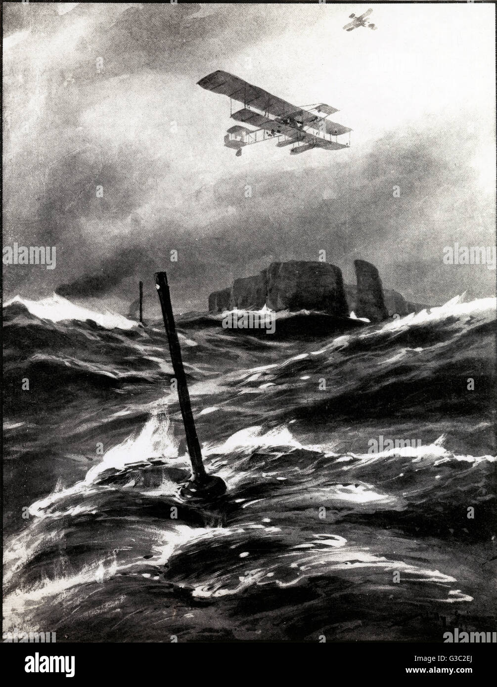 WW1 - patrouillé U-Boat au-dessus d'Heligoland, îles allemandes Banque D'Images