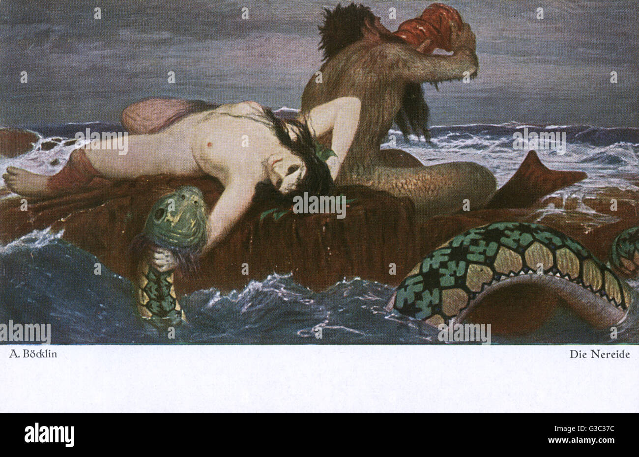 Triton et Nereid par Arnold Bocklin - peinture Symboliste Banque D'Images