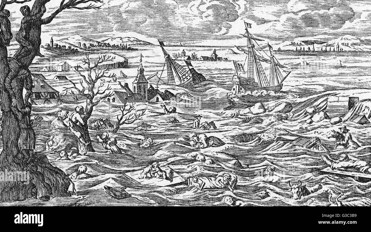 Inondations en Hollande et de Zélande, 26 janvier 1682. Date : 26 Janvier 1682 Banque D'Images