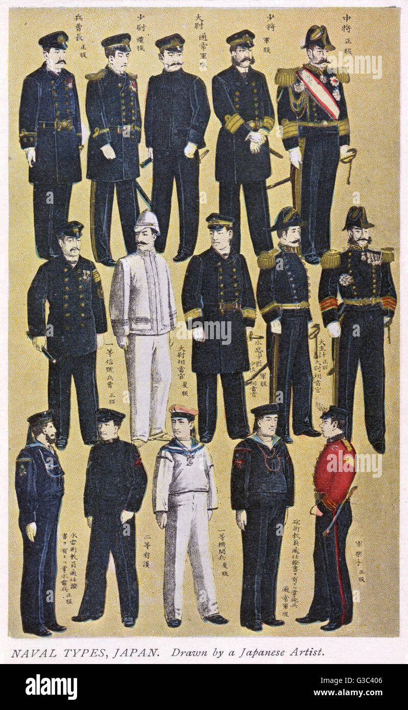 Types de la marine japonaise. (2 de 2) Date : vers 1908 Banque D'Images