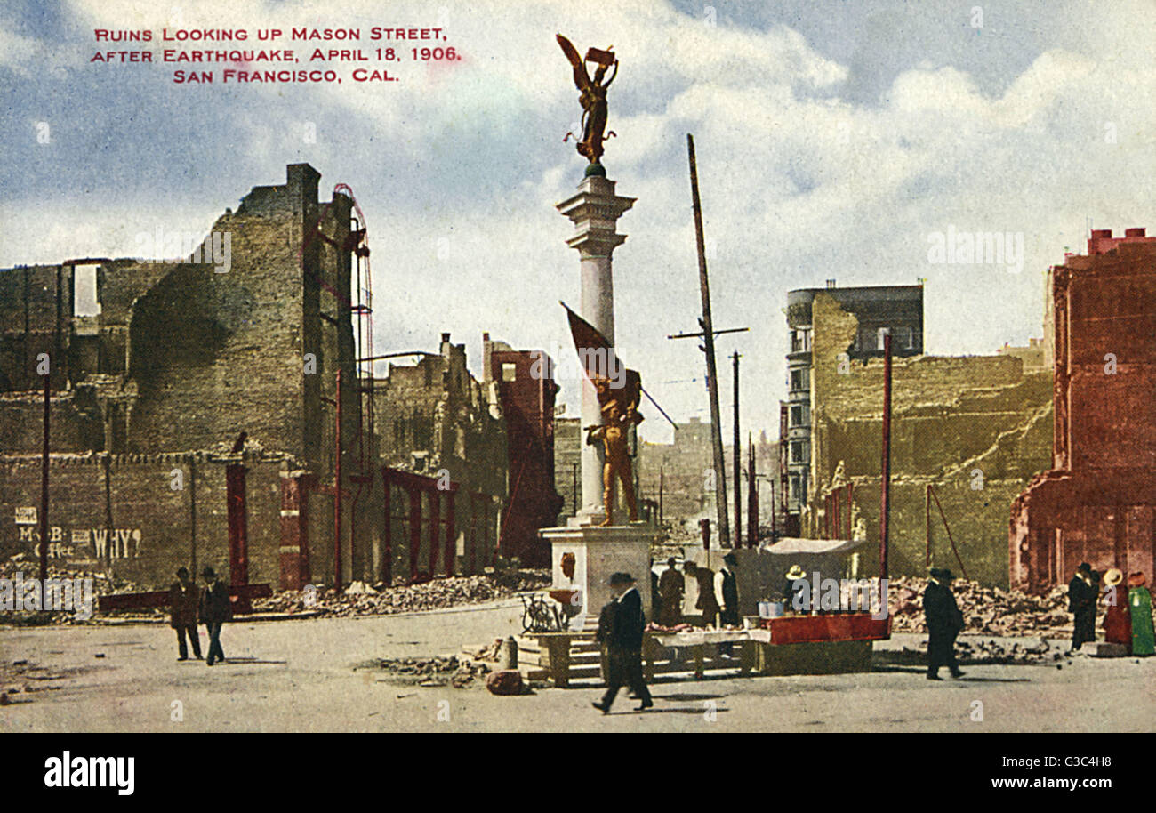 Tremblement de terre de San Francisco - ruines sur Mason Street Banque D'Images