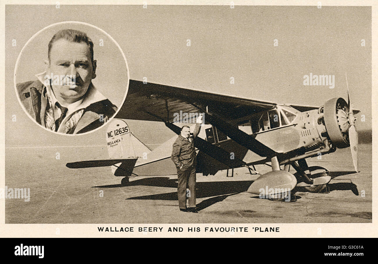 Wallace Beery, acteur américain, avec son avion préféré Banque D'Images