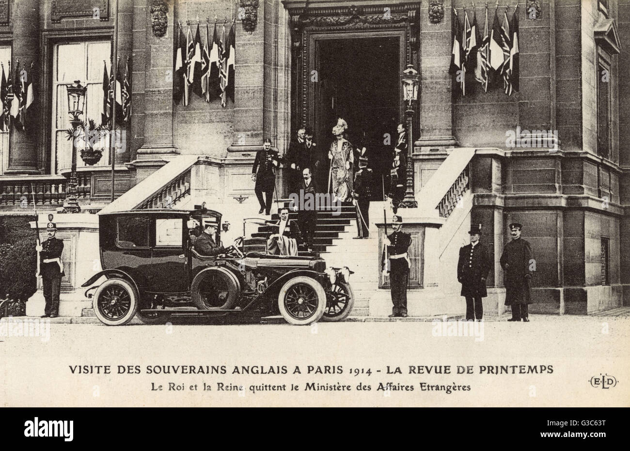 Le roi George V et la reine Mary visitent Paris - printemps 1914 Banque D'Images