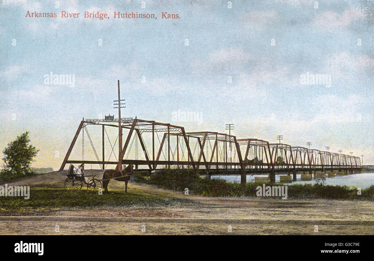 Arkansas River Bridge, Hutchinson, Kansas, États-Unis Banque D'Images
