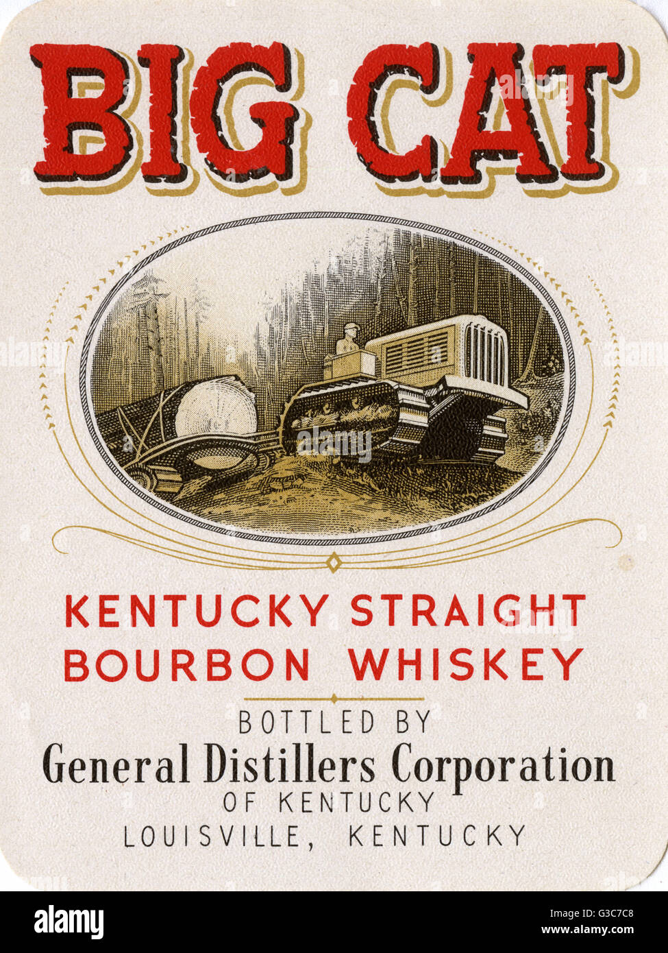 Étiquette pour Big Cat, Kentucky Straight Bourbon Whiskey Banque D'Images