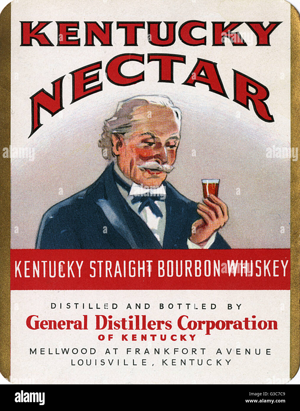 Étiquette pour Kentucky Nectar, Kentucky Straight Bourbon Whiskey Banque D'Images