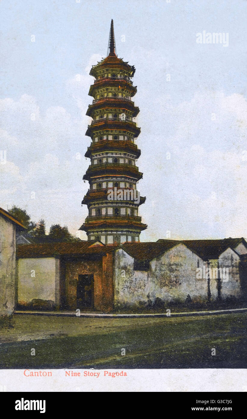 Pagode fleurie au temple de Liurong à Guangzhou, en Chine Banque D'Images