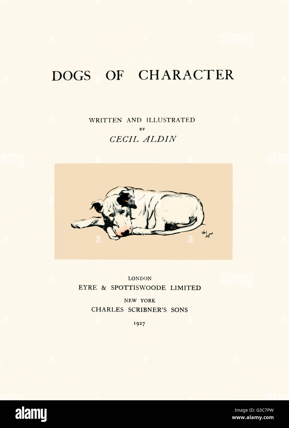 Illustration de la page de titre par Cecil Aldin, avec Bull terrier Banque D'Images