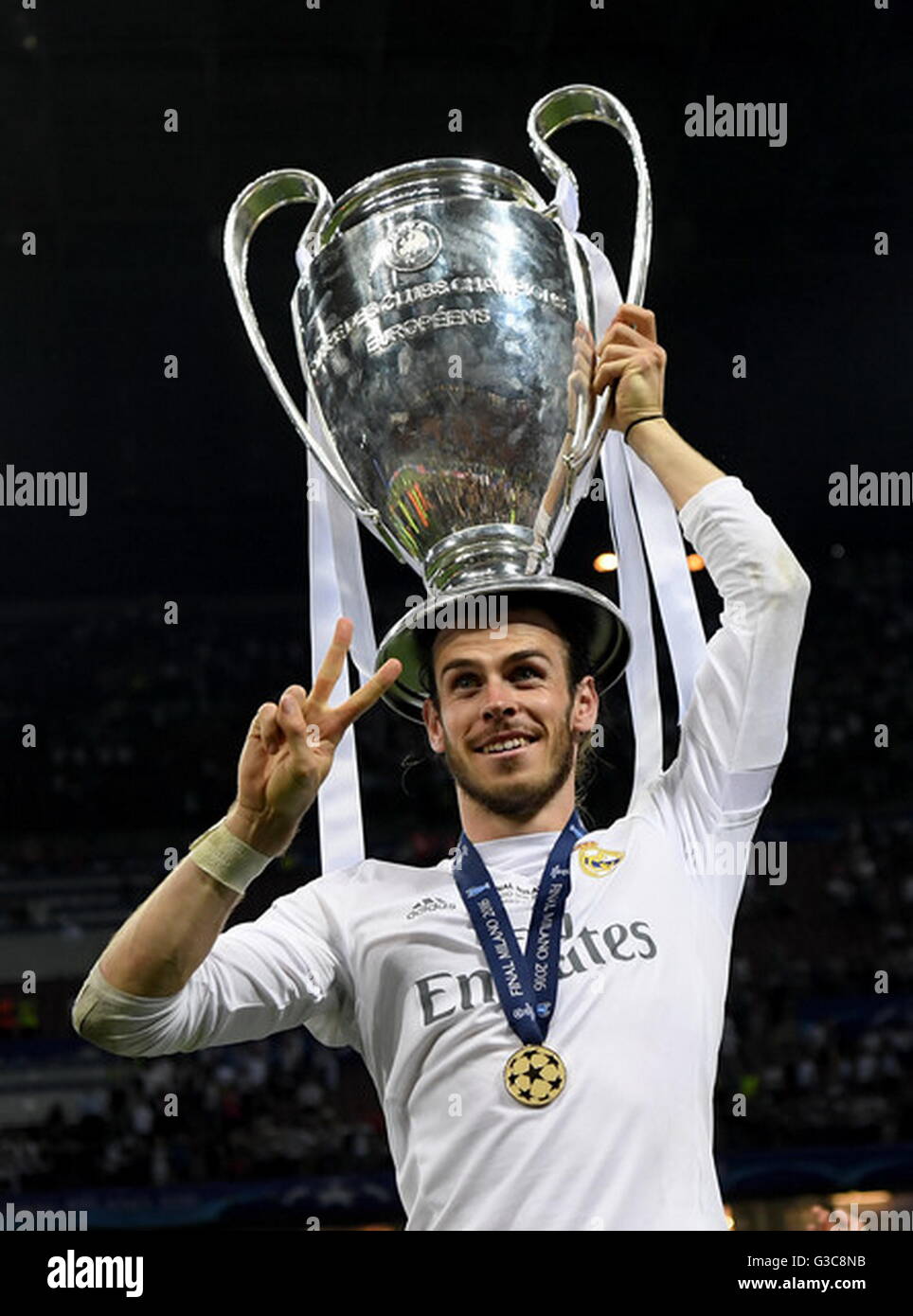 MILAN, ITALIE - 28 MAI : Gareth Bale en action lors de la dernière ligue des champions Real Madrid - Atlético Madrid à San Siro, Banque D'Images