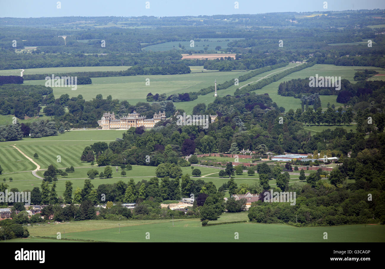 Vue aérienne de Blenheim Palace dans l'Oxfordshire, UK Banque D'Images