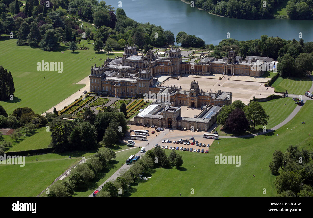 Vue aérienne de Blenheim Palace dans l'Oxfordshire, UK Banque D'Images
