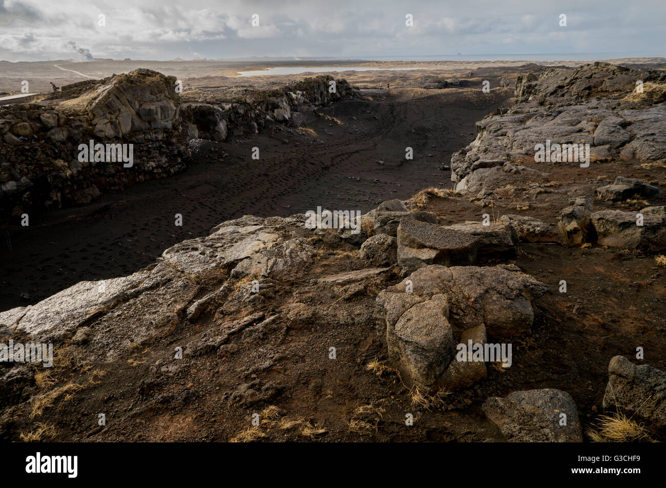 Les plaques de sol divergence, l'Islande Banque D'Images