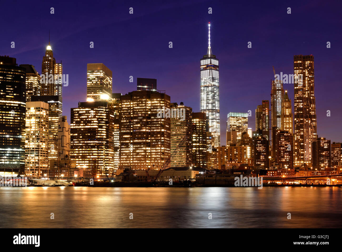Vue du pont de Brooklyn Park sur les toits de Manhattan, New York, Manhattan, USA Banque D'Images