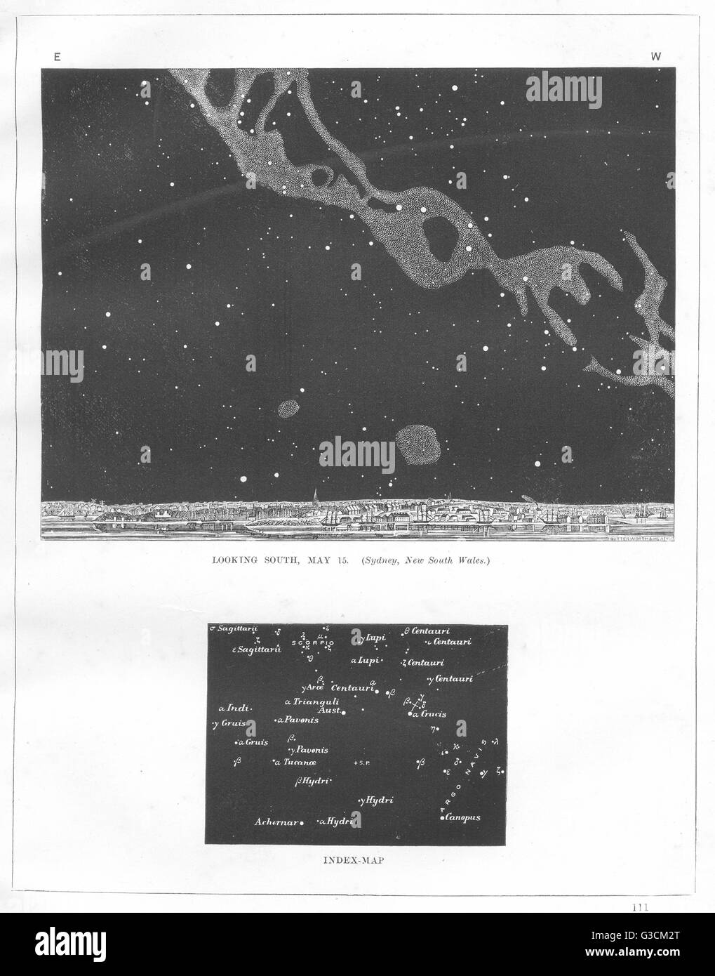 SYDNEY : Minuit ciel d'Hémisphère Sud : en regardant vers le sud, le 15 mai (NSW) , 1869 Banque D'Images