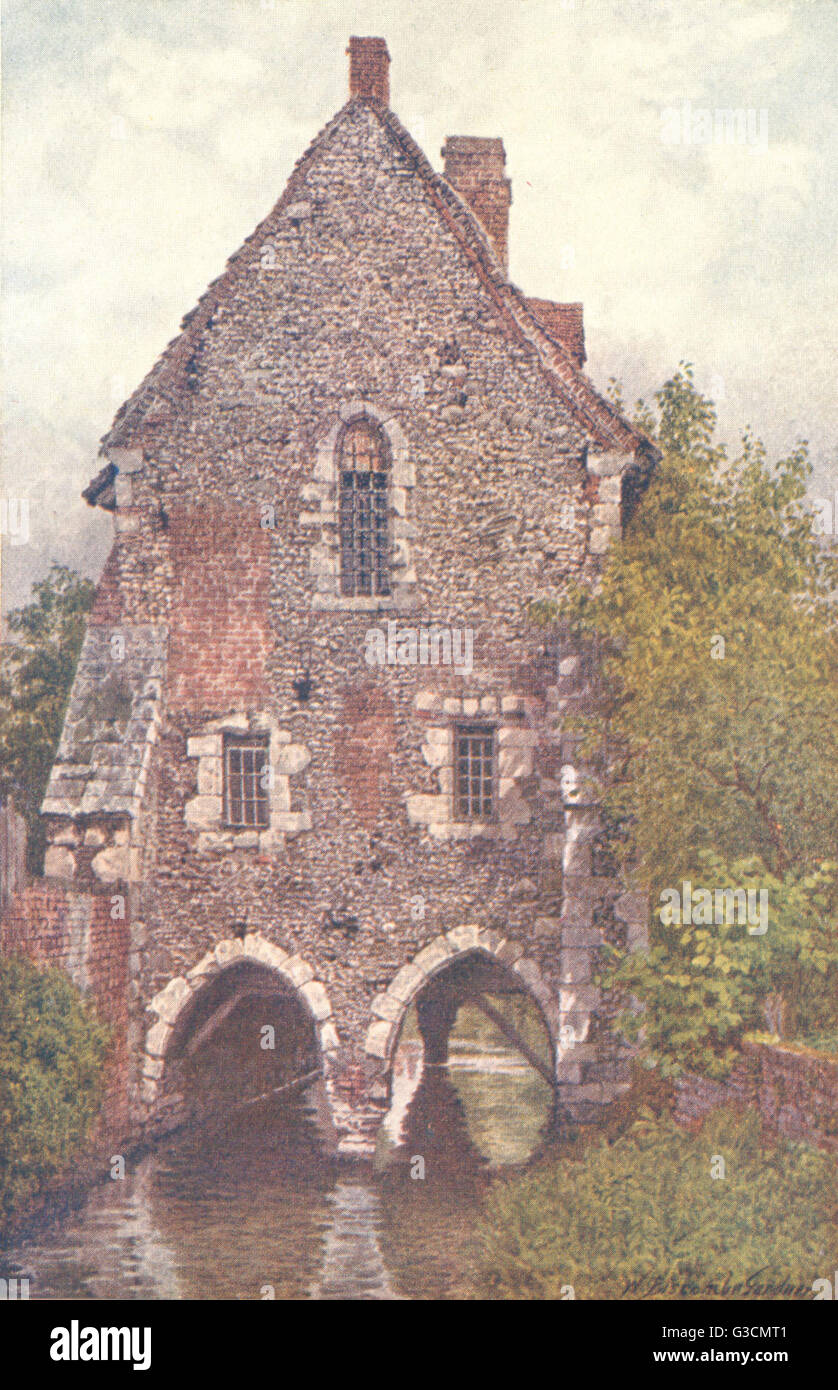 KENT : La maison de Greyfriars, Canterbury, antique print 1907 Banque D'Images