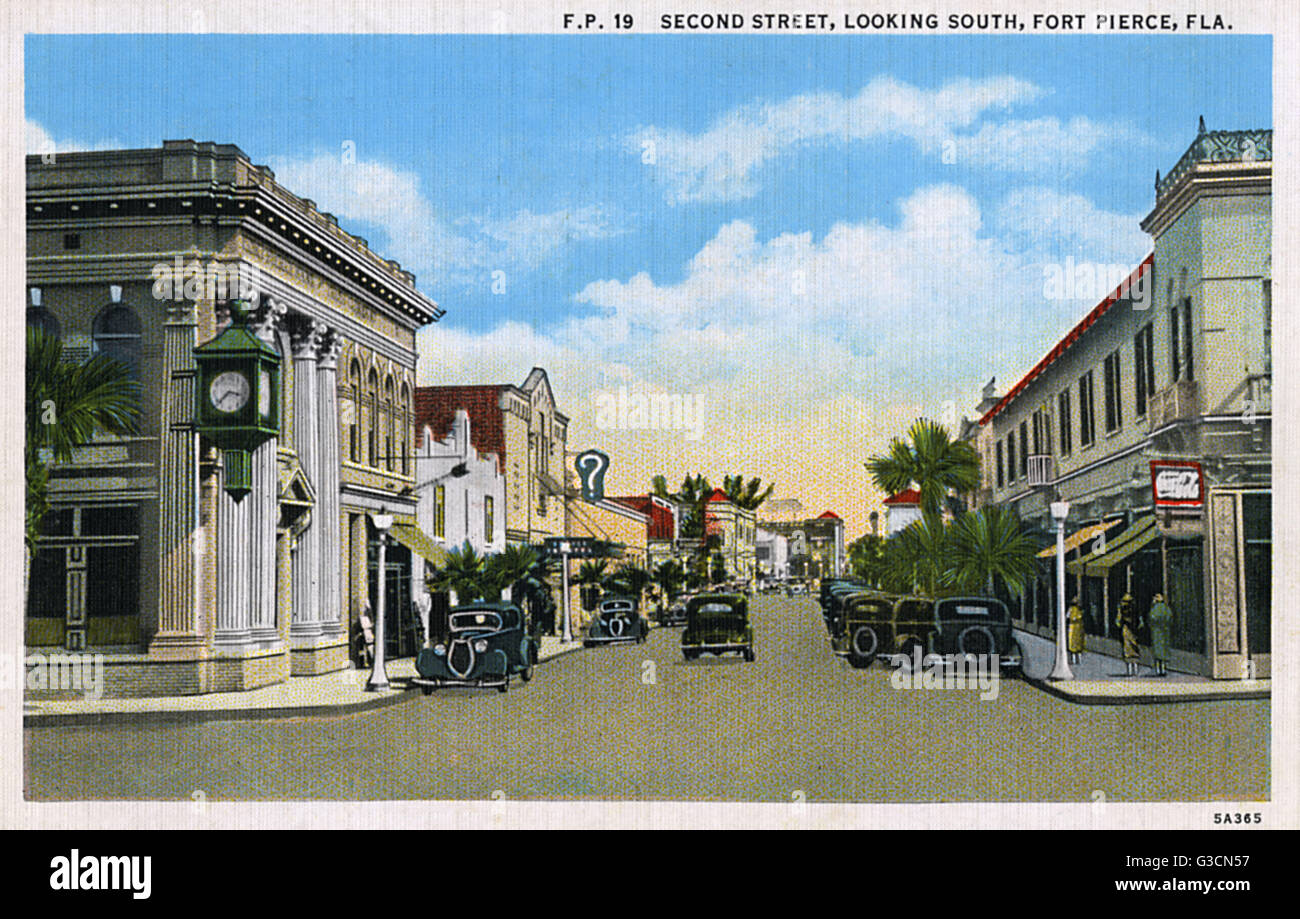 Second Street, fort Pierce, Floride, États-Unis Banque D'Images